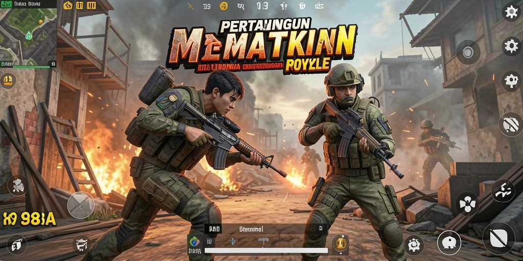 Gameplay seru 898A dengan pertempuran intens di Battle Royale.